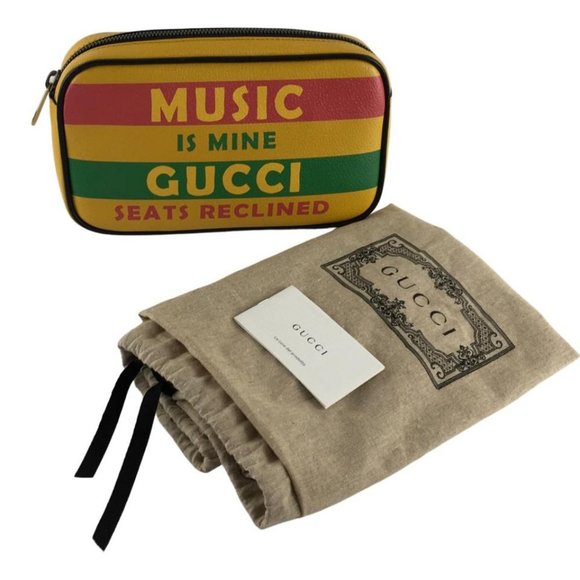 Gucci Men's Waist Bag Belt 100 Centennial Music is Mine Yellow Color Sz M - Picture 2 of 10